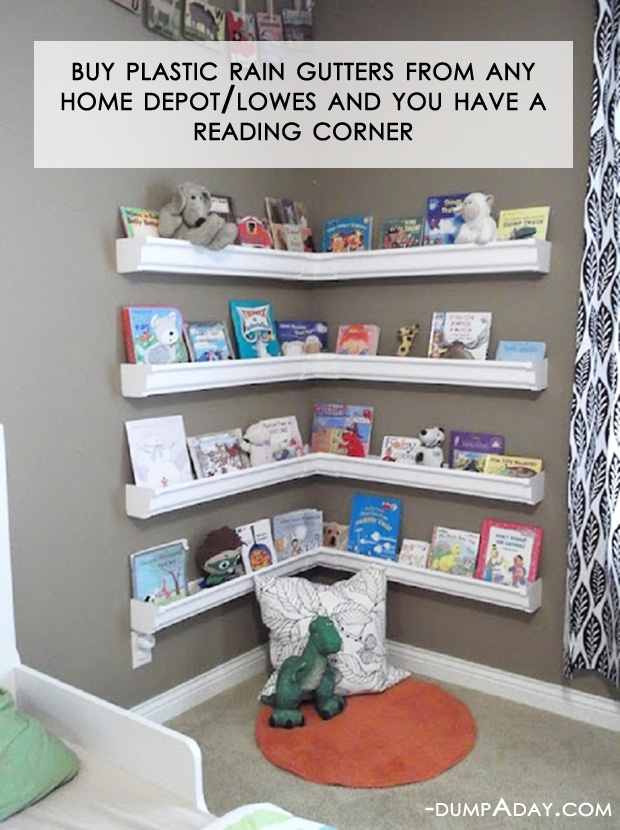 Amazing Easy DIY Home Decor Ideas- rain gutter reading corner